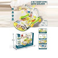 Ходунки 974 2 в 1, килимок, піаніно, ноти, звуки тварин, мелодії, підсвічування, 4 підвіски, брязкальця, в коробці