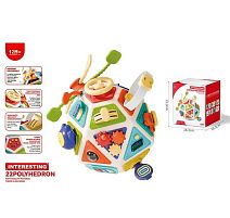 Бізіборд RT 7504 22 забавки, сортер, тріскачка, гумові мотузочки, спінер, пискавка, пальчикові ігри, замки, рухомі шестерні, в коробці