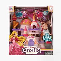 Замок з лялькою KDL 53 висота ляльки: 10 см, шарнірні з'єднання, знімна сукня, аксесуари, розмір замка: 14х19, відчиняються дверцята, в коробці