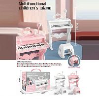 Піаніно 1026-31 2 кольори, підсвічування, мікрофон, стілець, 37 клавіш, працює від мережі або батарейок, звук, мелодії, AUX-кабель, USB-AUX кабе