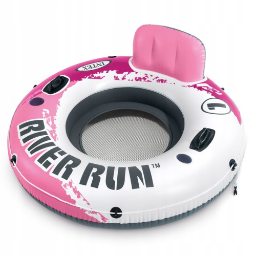Надувне коло-крісло Intex 56824 «River Run» (Ø135 см, ручки, спинка, сітка на дні, підсклянники, мотузка, серія Sports, до 120 кг, рожеве) фото 2