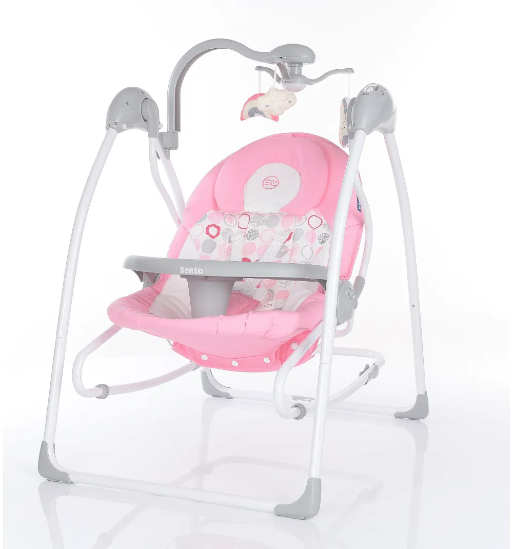 Крісло-гойдалка для немовлят з електро-заколисуванням  El Camino ME 1028 SENSA Circles Pink (механізм гойдання: маятник) фото 2
