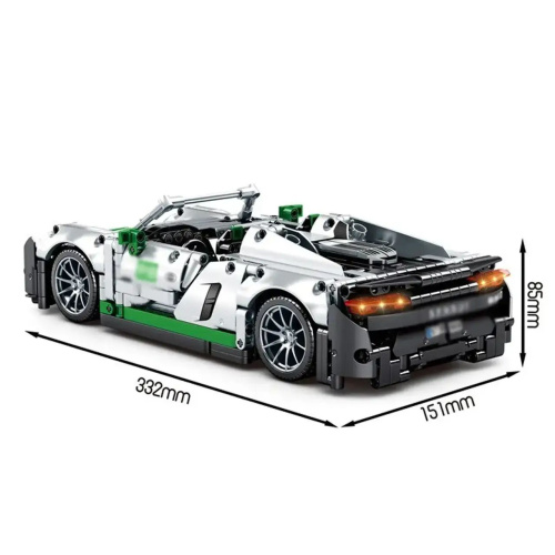 Конструктор дитячий «Спортивний гоночний автомобіль Porshe 918» SY 8610 (85*151*332 мм., 1016 деталі, від 6-ти років, сіро-чорно-зелений) фото 5