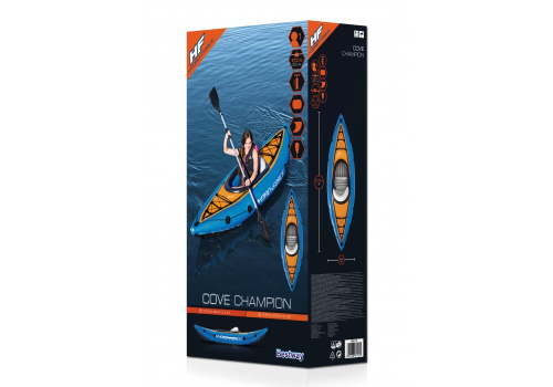 Каяк надувний одномісний (байдарка) Bestway 65115 Cove Champion (81*275 см. навантаження до 100 кг., весло, ручний насос, синій) фото 7