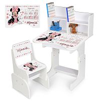 Картинка  Дитяча парта-трансформер Bambi N 2071-21-1 «Minnie» (регульована висота, стільчик, надбудова для книг, ящик під стільницею для канцтоварів) магазин cd-market