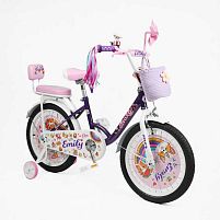 Велосипед дитячий двоколісний Corso ML-14035 «Emily» (колеса Ø18"/гума, рама: сталь, допоміжні колеса, гальмо ручне/ножне, кошик, 6 років)