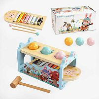 Гра з кулькою C 65592 дерев’яна, 2 ігрові панелі, стукалка, ксилофон, в коробці