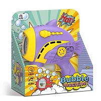 Пістолет з мильними бульбашками A 308 2 кольори, на батарейках, підсвічування, мелодія, автоматичний принцип роботи, мильний розчин, в коробці