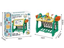 Столик з конструктором S 075 дошка, маркери, стелаж, конструктор з кульками, в коробці