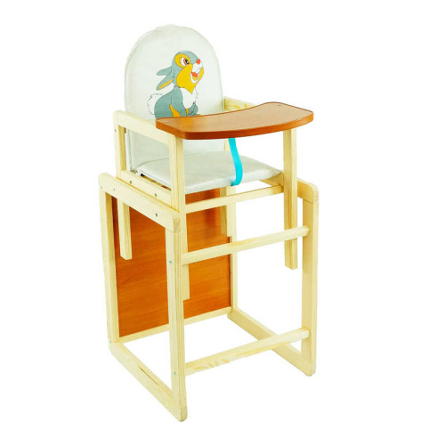 Стільчик для годування немовлят / шкірзам / №2011 - "Сірий зайчик" - колір БІЛИЙ ТМ "Мася"