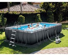 Каркасний басейн Intex 26364 (132*366*732 см. об'єм: 31805 л., пісочний фільтр-насос 7900 л/год, драбина, тент, підстилка, серія: Ultra XTR Frame)