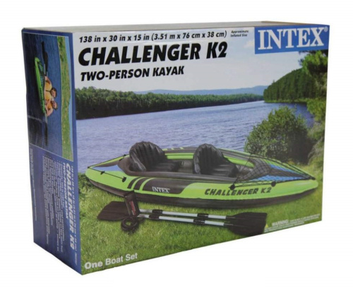Каяк надувний двомісний (байдарка) Intex 68306 Challenger K2 (76*351 см., висота: 38 см., навантаження до 180 кг., весла, ручний насос, зелений) фото 10
