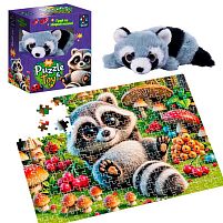 Пазли "Єнотик" DT200-09 260 деталей "Vladi Toys", розмір пазла: 320*470 мм, м'яка іграшка, постер, у коробці