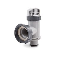 Кран Intex 10747 (плунжерний, для басейну, підходить до каркасних та надувних басейнів, підключення: вхід - гайка Ø58 мм, вихід - хомут Ø38 мм)