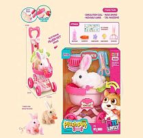 Кролик MC 1083 інтерактивна іграшка, візочок, кролик рухається, звук, пискавка, аксесуари, в коробці