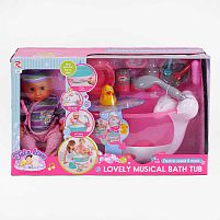 Пупс 8665 п’є з пляшечки, ходить на горщик, ванна, ллється вода, звук, підсвічування, аксесуари, висота 35 см, в коробці