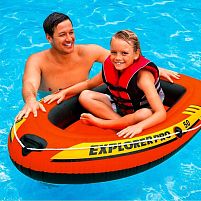 Човен надувний Intex 58354 «Explorer Pro 50» (23*85*137 см, гребний, дитячий, одномісний, трикамерний, надувне дно, до 40 кг)