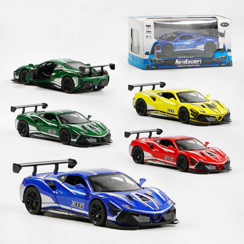 Машинка 32744 "Авто Експерт", 4 кольори, металопластик, 1:32, звук, світло, інерція, відчиняються двері, капот, в коробці