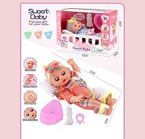 Пупс WD 2321 AB 2 види, висота 27 см, звукові ефекти, сміх та плач, п’є, ходить на горщик, заплющує очі, горщик, пляшечка, подушка, в коробці