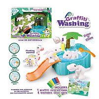 Набір для творчості 806 4 флоксові фігурки тварин, помпова подача води, 6 кольорових фломастерів, ванночка з гіркою, щіточка, в коробці