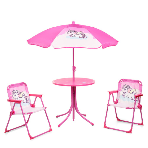 Дитячий садовий столик зі стільчиками і парасолькою «Єдинорог» 93-74-UNI