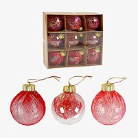 Новорічні прикраси C 67513 9 штук, кульки, D = 8 см, в коробці