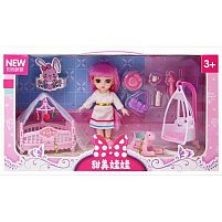 Лялька R 100-155-40 15 см, імітація скляних очей, шарнірні суглоби, аксесуари, в коробці