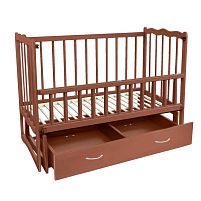 Ліжечко дерев`яне маятник + шухляда - відкидний борт "Сон" вільха - колір Шоколад