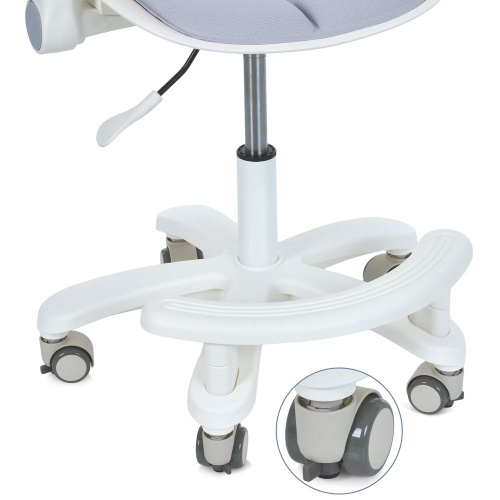 Крісло дитяче Bambi M 6151-11 (колеса: 6 шт, Ø5 см, гумове покриття, підлокітники, пластик/метал, спинка: тканина, сірий/білий) фото 5