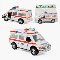 Машинка 34766 B “Швидка допомога”, розмір: 26х10.6х13 см, інерція, відчиняються двері, в пакеті