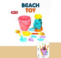 Пісочний набір YF 3688 9 елементів, 2 лопатки, 4 форми, відро, млин, в сітці