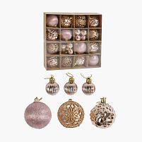 Новорічні прикраси C 67449 кульки, 28 штук, діаметр 5.5 і 3см, в коробці