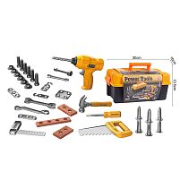 Набір інструментів T 034 дриль механічна, пила, молоток, викрутка, лінійка, болти, гайки, кріплення, в боксі