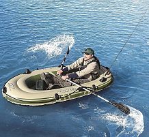 Човен надувний BestWay 65051 «Voyager 300» (31*102*243 см, гребний, двомісний, трикамерний, весла ↔145 см, надувне дно, до 170 кг)