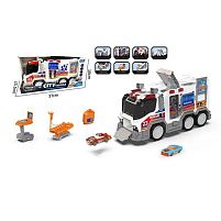 Спецтехніка YY 6039-2 “Швидка допомога”, довжина 35 см, світло, звук транспорту, інерція, механічний запускач, медичні атрибути, 2 машинки, рухомі