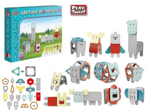 Конструктор магнітний 2469 (12/2) "Play Smart", 60 деталей, в коробці