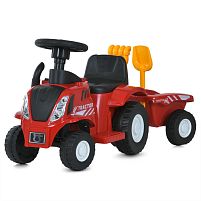 Каталка-толокар Bambi Racer M 6153B-3 (трактор з причепом, граблі, лопатка, колеса: пластик, 32*44*55 см, червоний, до 20 кг)