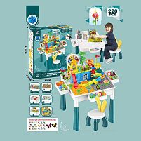 Столик з конструктором HX 839-85 B висота 50см, 228 деталей, стільчик висотою 42см, ігрові фігурки, оглядове колесо, в коробці