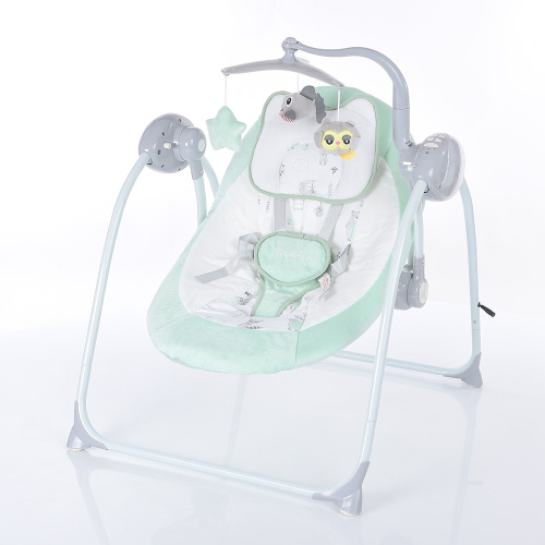 Крісло-гойдалка для немовлят з електро-заколисуванням El Camino ME 1075 TEDDY Mint Animals (механізм гойдання: маятник)