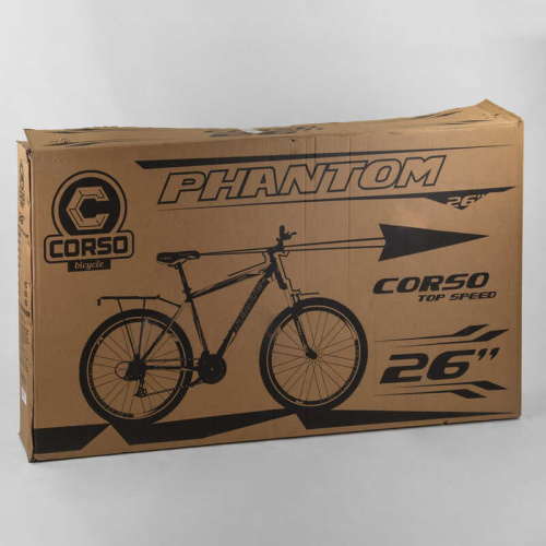 Велосипед Спортивний CORSO «Phantom» 26" дюймів 25664 (1) рама металева, SunRun 21 швидкість, крила, багажник, зібраний на 75% фото 2