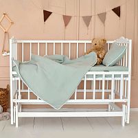 Ліжечко дитяче "Ангеліна-2" шарнір-підшипник з відкидною боковиною, бук (білий)