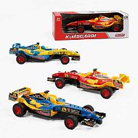 Машинка XY 174 металопластик, довжина 20 см, масштаб 1:24, інерція, гумові шини, імітована фігурка гонщика, в коробці