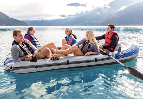 Човен надувний Intex 68325 «Excursion 5 Set» (168*366 см, гребний, п’ятимісний, трикамерний, надувне дно, весла, ручний насос, до 600 кг.) фото 14