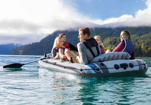Човен надувний Intex 68325 «Excursion 5 Set» (168*366 см, гребний, п’ятимісний, трикамерний, надувне дно, весла, ручний насос, до 600 кг.) фото 13