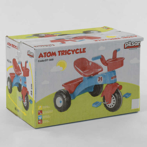 Велосипед дитячий триколісний Pilsan 07-169 (1) колір КРАСНО-СИНІЙ, пластикові колеса з порізненою накладкою, кошик, багажник, в коробці фото 2