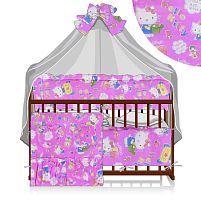 Постільний комплект "Малютка" 6 предметів - тканина полікоттон "-" Hello Kitty "600012 - колір рожевий Homefort