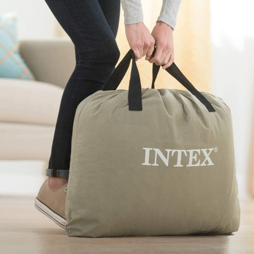 Надувний матрац Intex 64146 «Dura-Beam» (25*99*191 см, 30 см з підголівником, одномісний, вбудований електронасос 220V, до 136 кг) фото 9