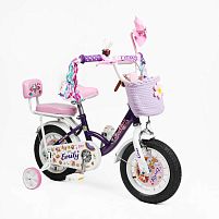 Велосипед дитячий двоколісний Corso ML-62588 «Emily» (колеса Ø12"/гума, рама: сталь, допоміжні колеса, гальмо ручне/ножне, кошик, 3 роки)