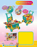 Набір посуду 35633 A 39 деталей, 2 в 1: візок та портативна кухня, імітація плити, підсвічування різними кольорами, звукові ефекти, перемикач ме