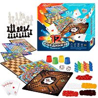 Гра 12 Поєдинків 92918 "4FUN Game Club", ігрові поля, фішки, карти, шахи, шашки, кубик, в коробці